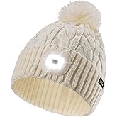 Etsfmoa Unisex Winter Beanie with The Light,Gifts for Men and Women,USB Rechargeable Headlamp Hat