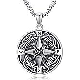 PARYFO Compass Necklace 925 Sterling Silver Opal/Moonstone Celtic Compass Pendant Christmas Gifts for Daughter Mother Wife