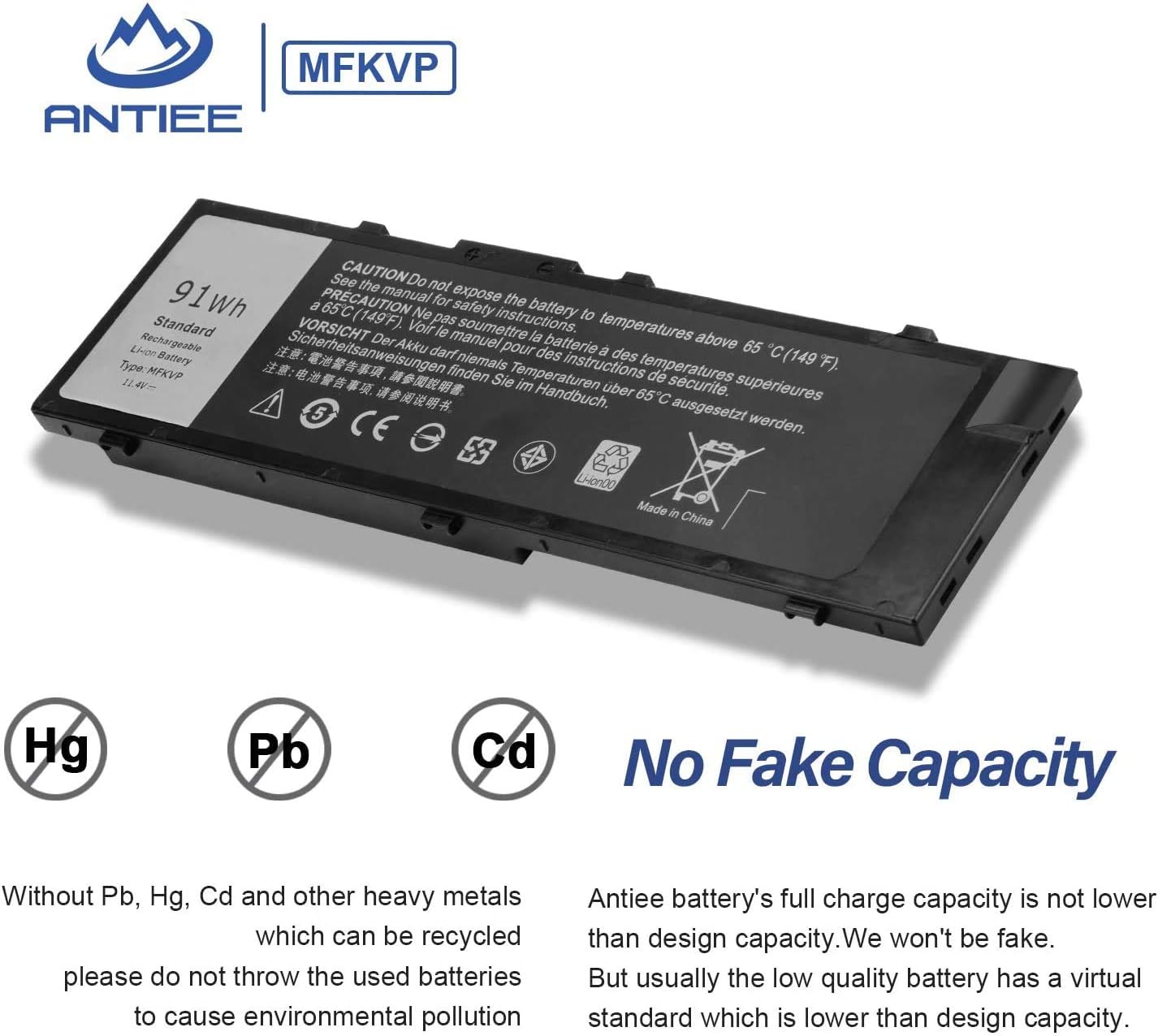91Wh MFKVP Laptop Battery for Dell Precision 15 7510 7520 17 7710 7720 M7510 M7710 Series M28DH 1G9VM T05W1 451-BBSB 451-BBSF GR5D3 RDYCT 11.4V 6Cell - Image 5
