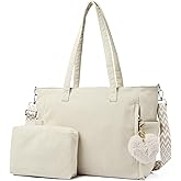 Makukke Corduroy Tote Bag, Large Shoulder Handbag with Pouch, Crossbody Bag for Work Travel Shopping