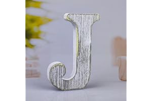 WOODOUNAI 6 Inch Wood Letters Unfinished Rustic Wood Letters for Wall Decor Decorative Standing Letters Slices Sign Board Decoration for Craft Home Party Projects (J)