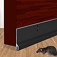 USUKUE Metal Door Draft Stopper Bottom Mice Seal Strip Noise Blocker, Aluminium Mouse Sweep 2" W x 36" L, Black