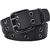 Drizzte Men's Double Prong Belt 39'' to 71'' Big and Tall Men Nylon Black Grommet Belts