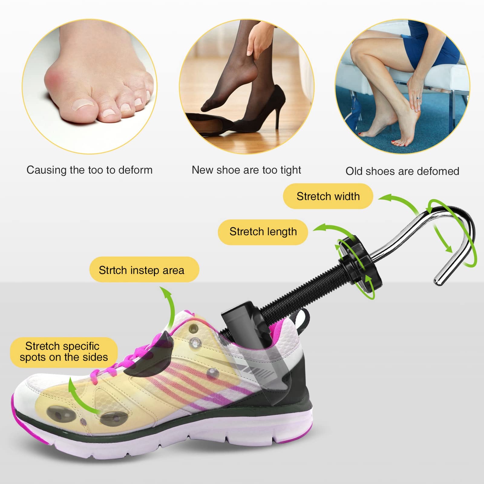 eachway Shoe Stretcher Shoe Trees,Adjustable Length & Width for Men and Women(for Men's Size Us 10-13.5)