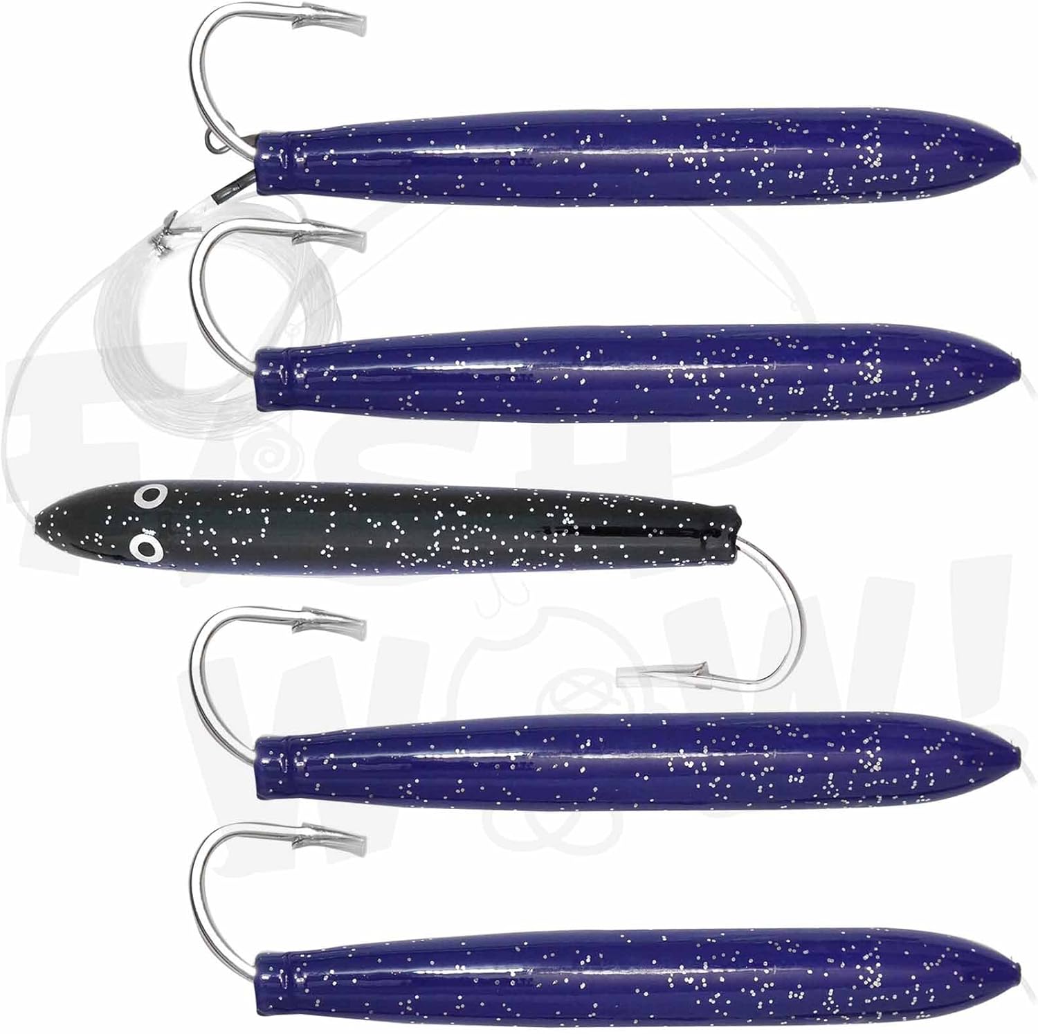 Fish WOW! 5pcs 6" Fishing Cedar Plugs Rigged Tuna Mahi