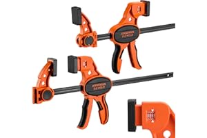 PONY Jorgensen Bar Clamps For Woodworking, 12" 2-Pack One-Handed Clamps/Spreader with Load Limit Indicator, Quick Grip Bar Clamps E-Z Hold F Clamps Set with 300 lbs Load Limit, Medium Duty