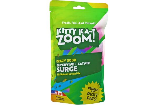 Kitty Ka-Zoom Silvervine Surge Catnip Mix for Cats | High Potency Blend | Hand-harvested fresh catnip mix for cats; sparks zo