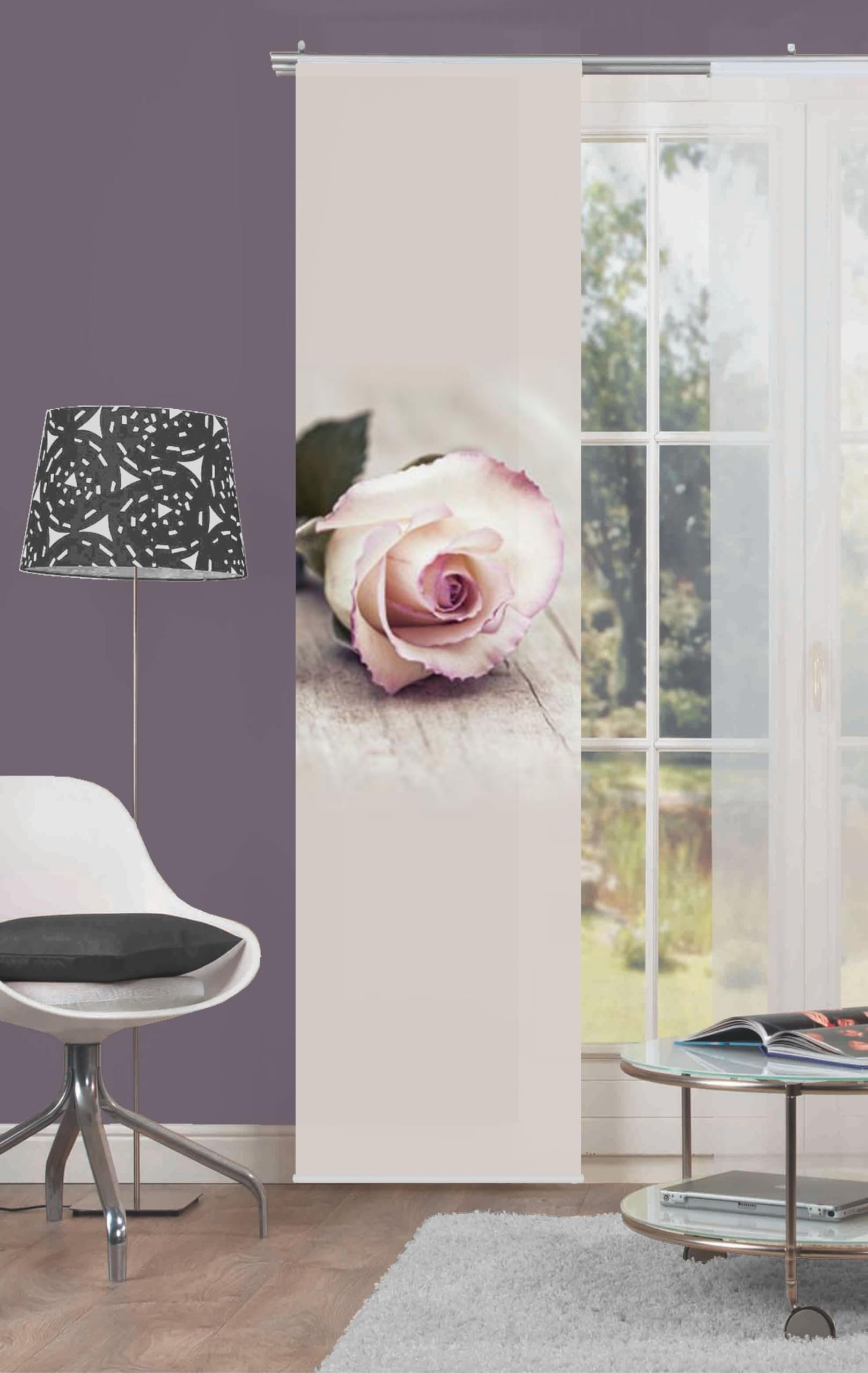 Home Fashion ROSY Panel Curtain Digital Print Fabric Pink 245 x 60 cm