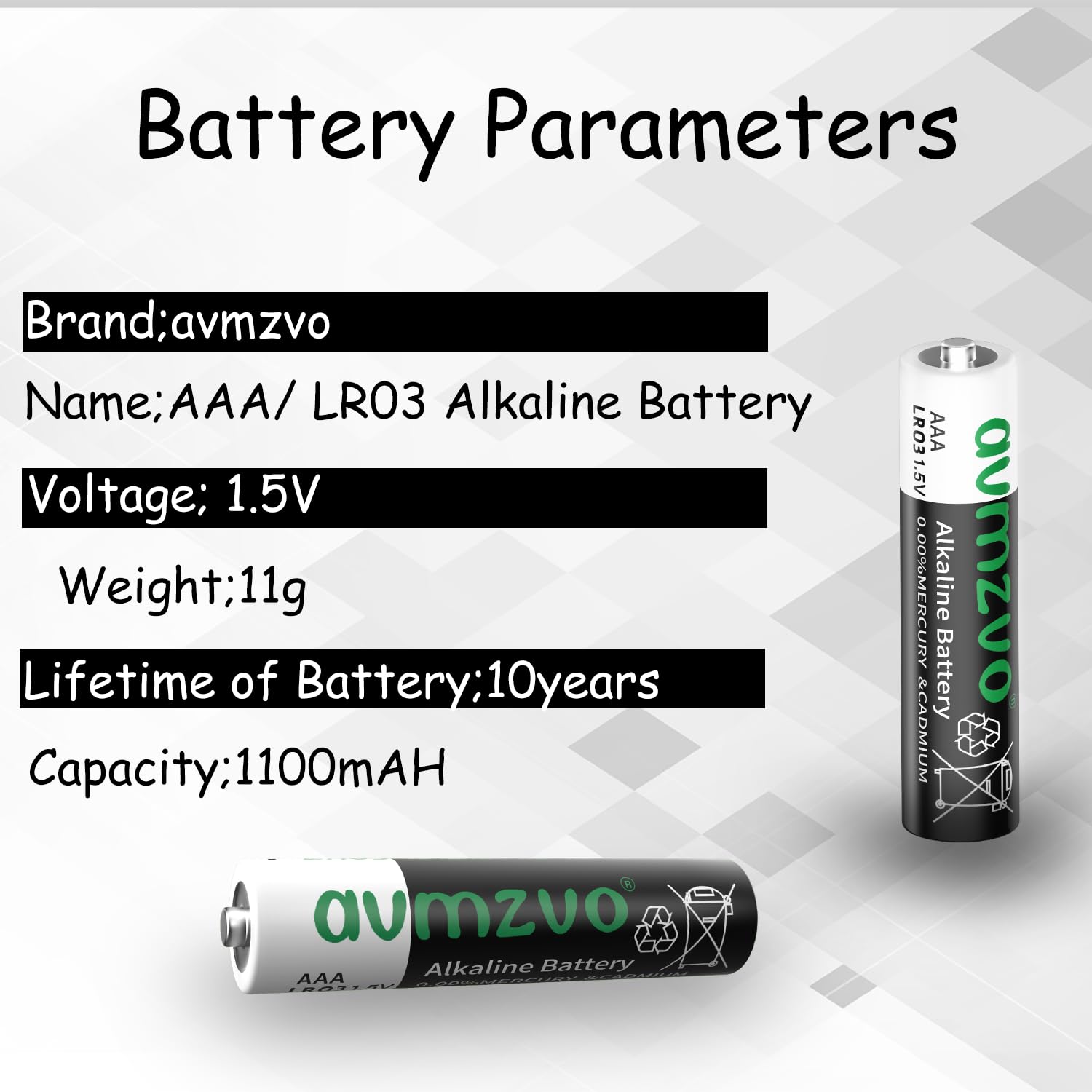 avmzvo AAA Alkaline Batteries,LR03 1,5V, langlebige Power，Leistungsstark,8 Stück,Kann für Spielzeug, Wecker und andere elektronische Geräte verwendet Werden【10 Jahre Garantie】 3