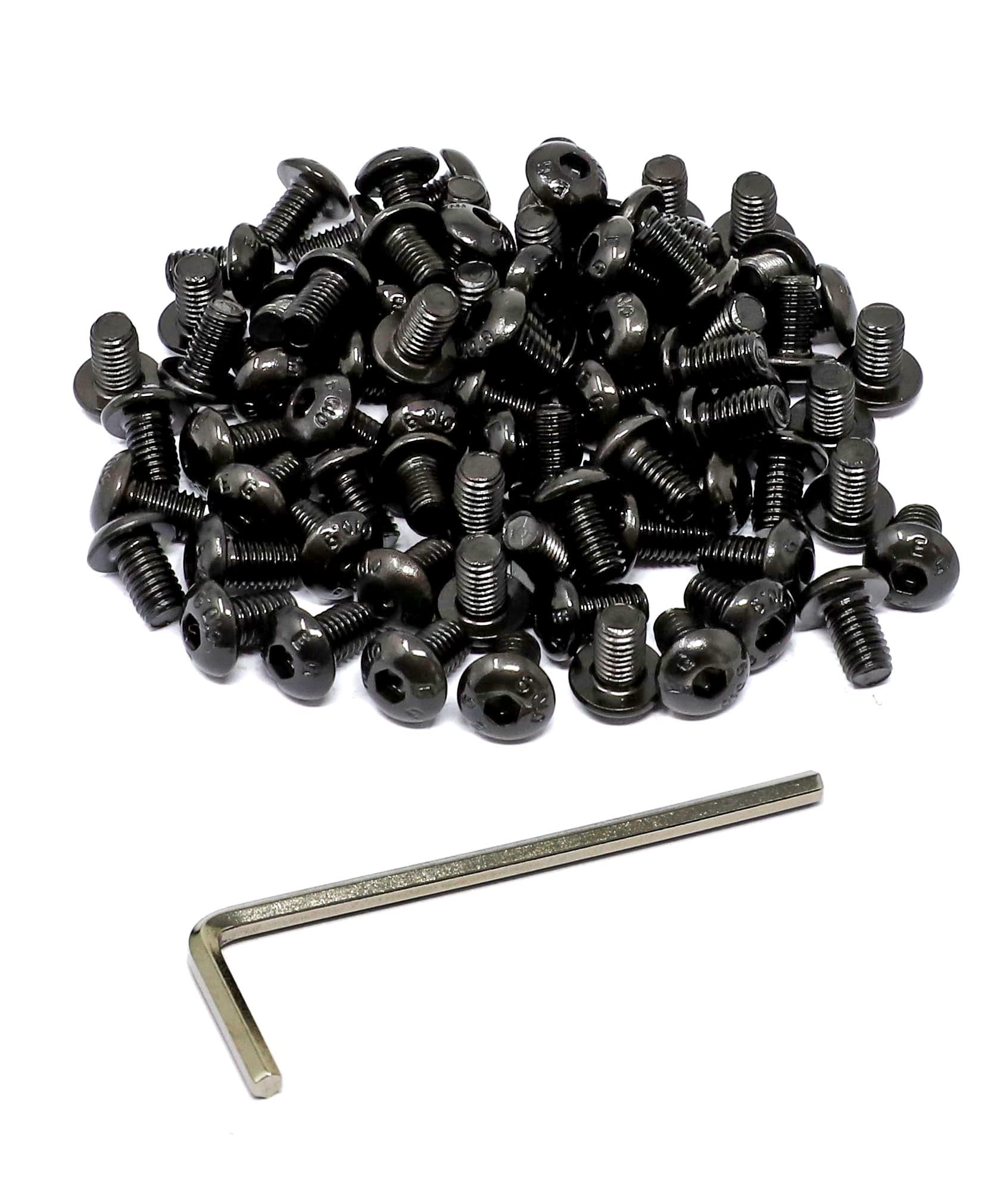 iExcell 100 Pcs Metric M5 x 8 Alloy Steel 10.9 Grade Hex Socket Button Head Cap Screws Kit, Black Oxide Finish