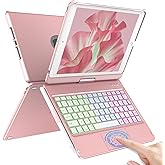 COO Touch Keyboard Case for iPad 10.2" 9th 8th 7th Generation, Multi-Touch & 10 Color Backlit Keys, 360° Rotatable & Pencil Holder, for iPad Air 3rd Gen 10.5" 2019, iPad Pro 10.5" 2017 - Rose Gold