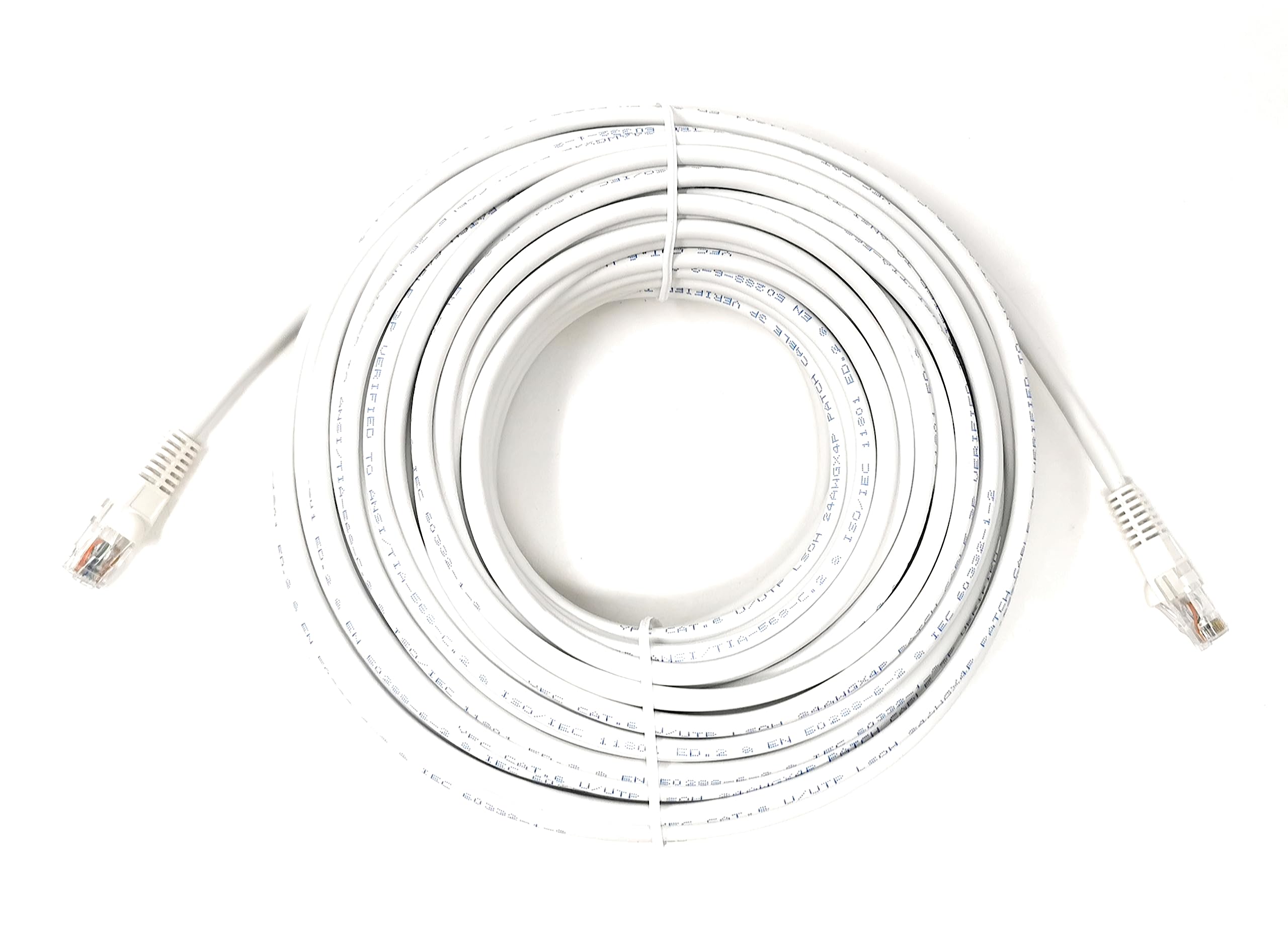 Cat6 RJ45 (UTP) Connector Ethernet Cable, LSZH Snagless Patch 24AWG Bare Copper Cores Lead for Internet, Data Transfer, Router, Modem, CCTV, Smart TV, PC, Laptop (30m, White)