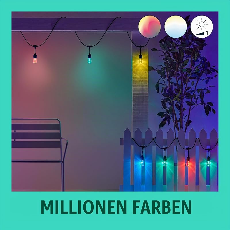 smarte Lichterkette Tunable White & Color, dimmbar, 16 Mio. Farben, smarte Steuerung per App/Stimme über WLAN