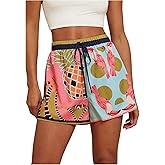 SOLY HUX Women's Summer Graphic Print Shorts Tie Front High Waisted Wide Leg Vacation Casual Shorts