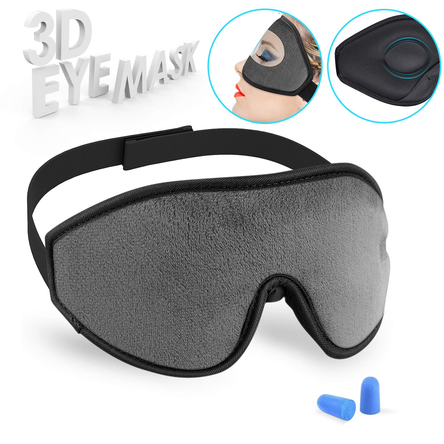 Adjustable Eye Mask Sleep Mask Upgraded 3D Contoured Sleeping Mask