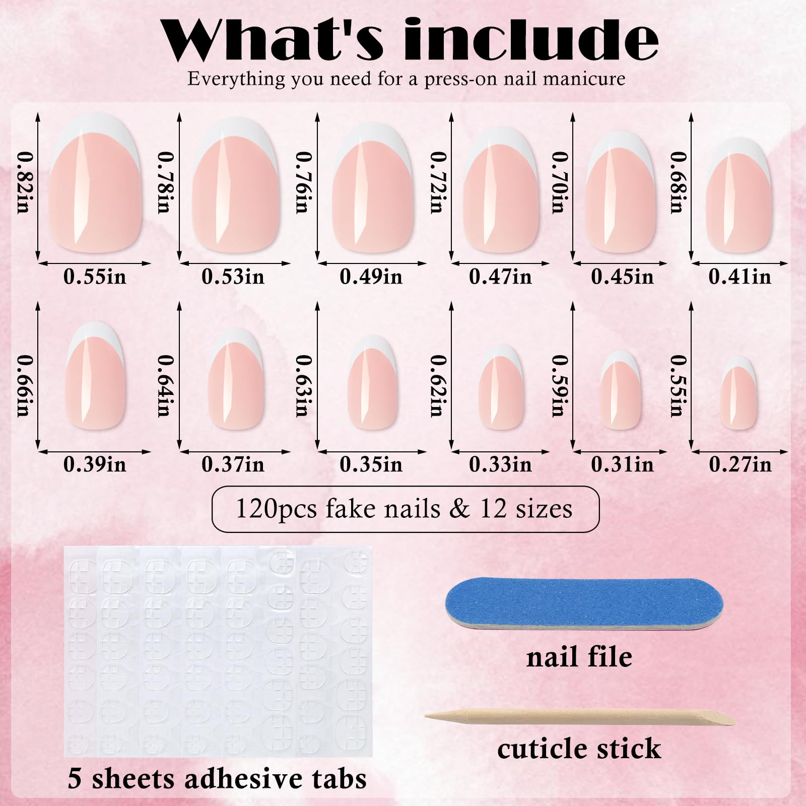 AddFavor French Tip Press on Nails Short Oval Fake Nails, 120pcs White French Tips Nails Press on Medium Almond False Acrylic Nails for Women and Girls - Image 5