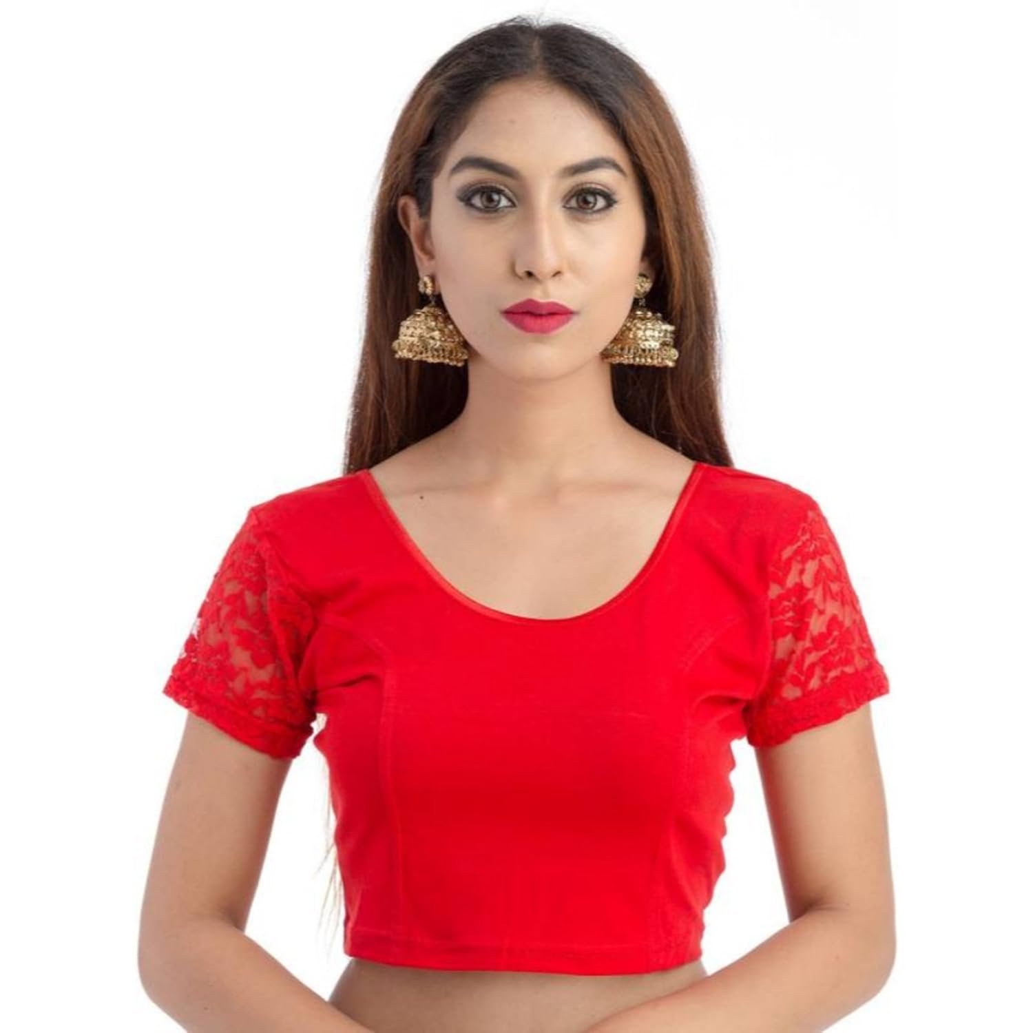 fressia fabrics women's stretchable readymade saree blouse crop top choli pack of 3
