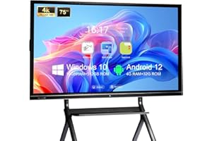 OMNINEXHUB 75'' Smart Board, 4K Electronic Digital Whiteboard with Dual System, 16+512 GB Interactive Whiteboard,Touchscreen Smart Board for Classroom, Office and Home (Wall Mount Included)