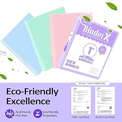 4 Pack 3 Ring Binders 1 Inch, Sooez Extra Durable