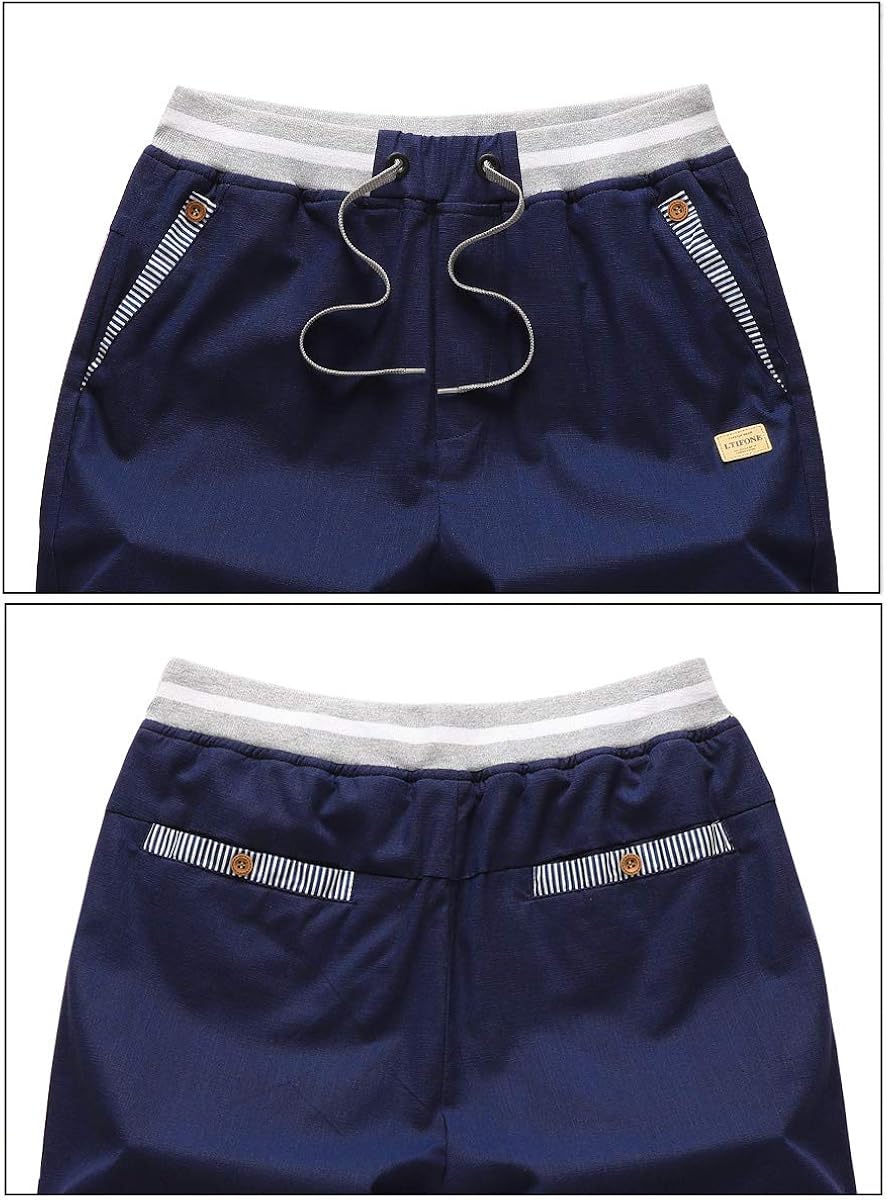 LTIFONE Mens Shorts Casual Regular Fit 9" Inseam, Cotton, Drawstring, Summer Beach Shorts, Skate with Elastic Waist and Pockets at  Men’s Clothing store