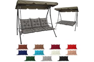 3 Seat Cushion for Outdoor Swing - 60x40 inches, 4" Thick Porch Swing Cushions with Ties and Storage Bag, Soft Bench Replacem