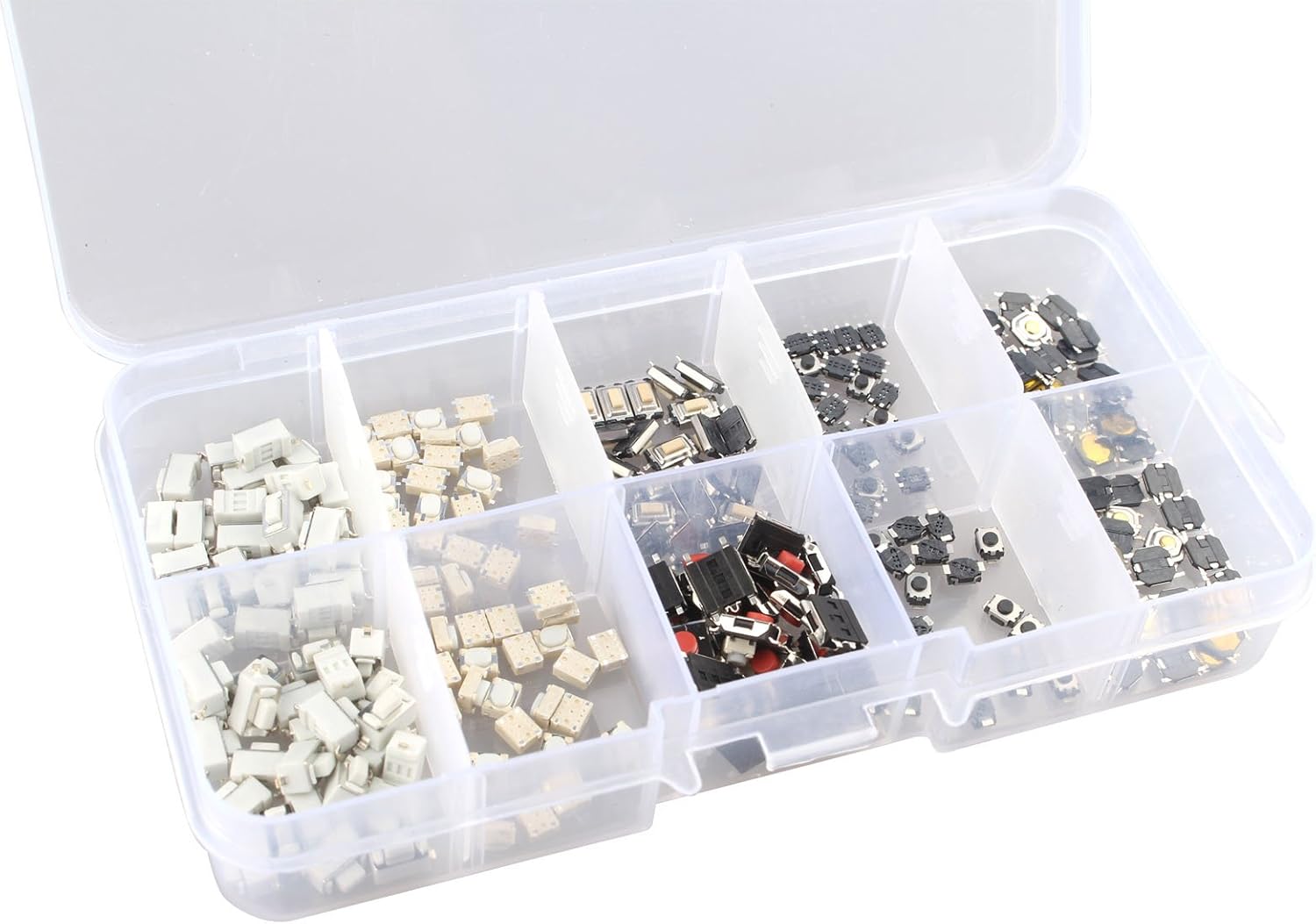 HALJIA 250PCS 10Value Tactile Push Button Touch Switch Micro Momentary Tact SMD Assortment Kit + Plastic Box - Image 3