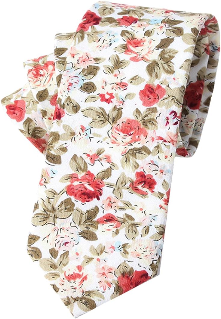 LEVAO-Men's Skinny Tie Floral Cotton Neck Ties for Men