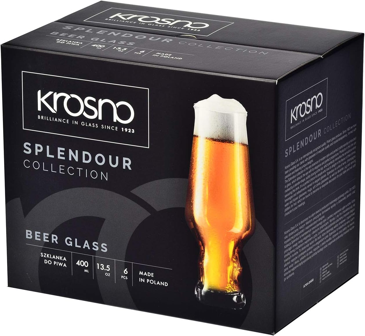 Krosno Tall Lager IPA Craft Beer Glass, Transparent, 6 Count (Pack of 1) - Image 5