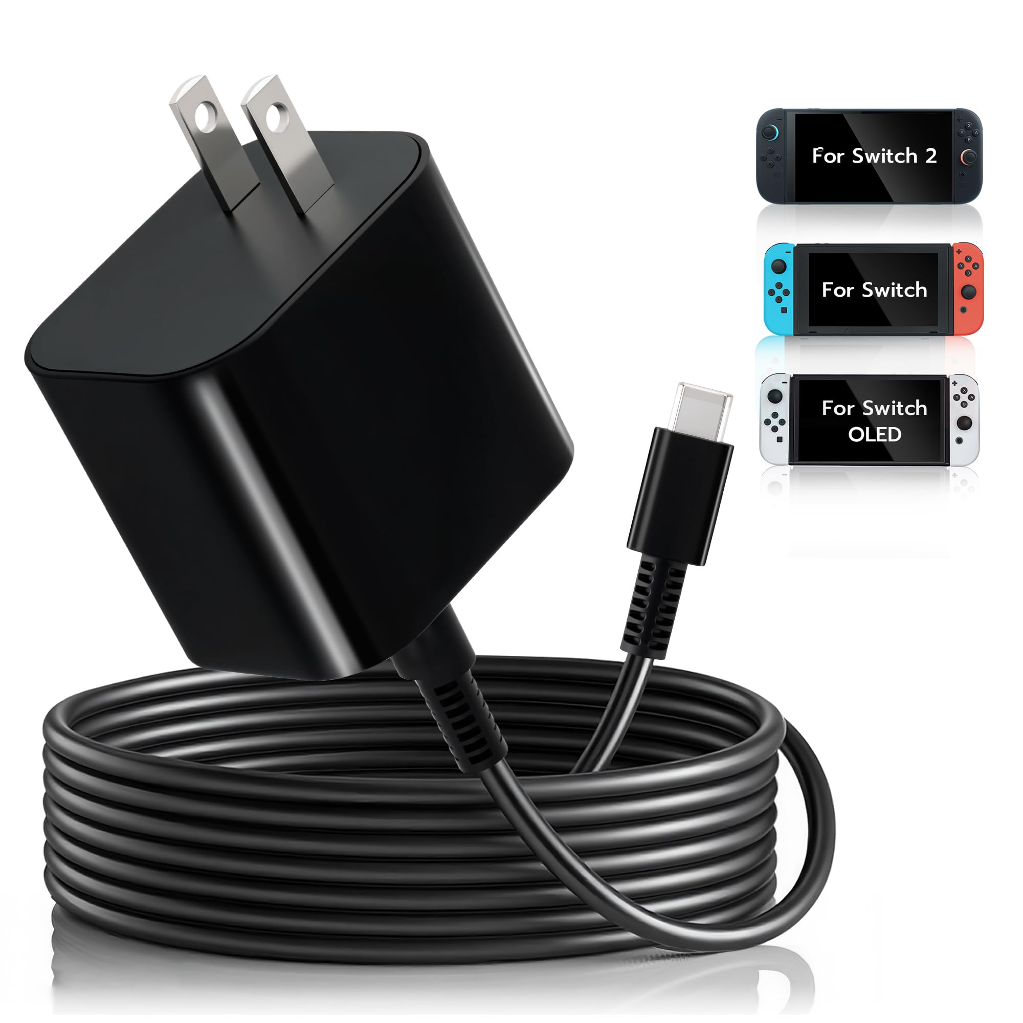 Mcbazel 60W Charger Compatible with Nintendo Switch 2, AC Power Supply Adapter Fast Charging with 5FT USB C Cord - Compatible with Switch/OLED/Lite, Steam Deck,Rog Ally