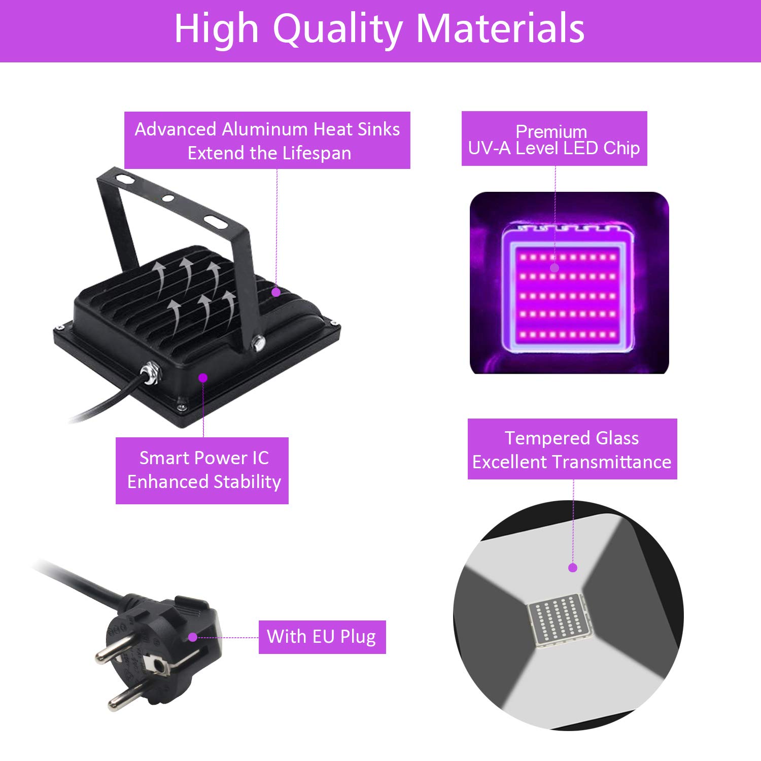 10 Eleganted Wasserdicht IP66 Ultraviolet Schwarzlicht 10W für Parteien