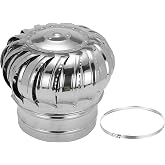 PATIKIL 7.9 Inch Exhaust Cap Roof Flue Vent Stainless Steel Roof Vent Wind Turbine Cap Cover Round Rotation Flue Vent for Outside Chimney Cover Flue Caps