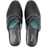PAMIR Men's Genuine Leather Scuff Slippers with Memory Foam Insole and Leather Outsole