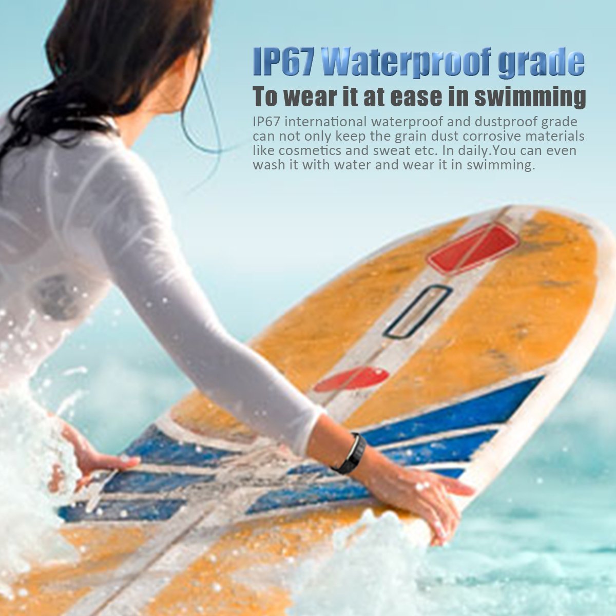 Fitness Tracker,SinoProHeart Rate Monitor Smart BraceletIP67 Waterproof Fitness Wristband with OLED Touch ScreenStep TrackerSleep MonitorCall Reminder for iPhoneAndroid Smartphones (Black)