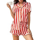 Marvmys Women Short Sleeve Pajamas Set Button Down 2 Piece Pjs Shorts Set Ruffle Lounge Set Sleepwears S-XXL