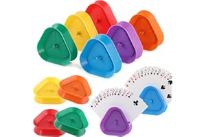 Motroce 12 Pcs Playing Card Game Holders, Hands Free Triangle Shaped Poker Tray, Holds Up to 15 Poker Cards Hands for Adults,Party,Activities Not Included Cards(6 Colors)