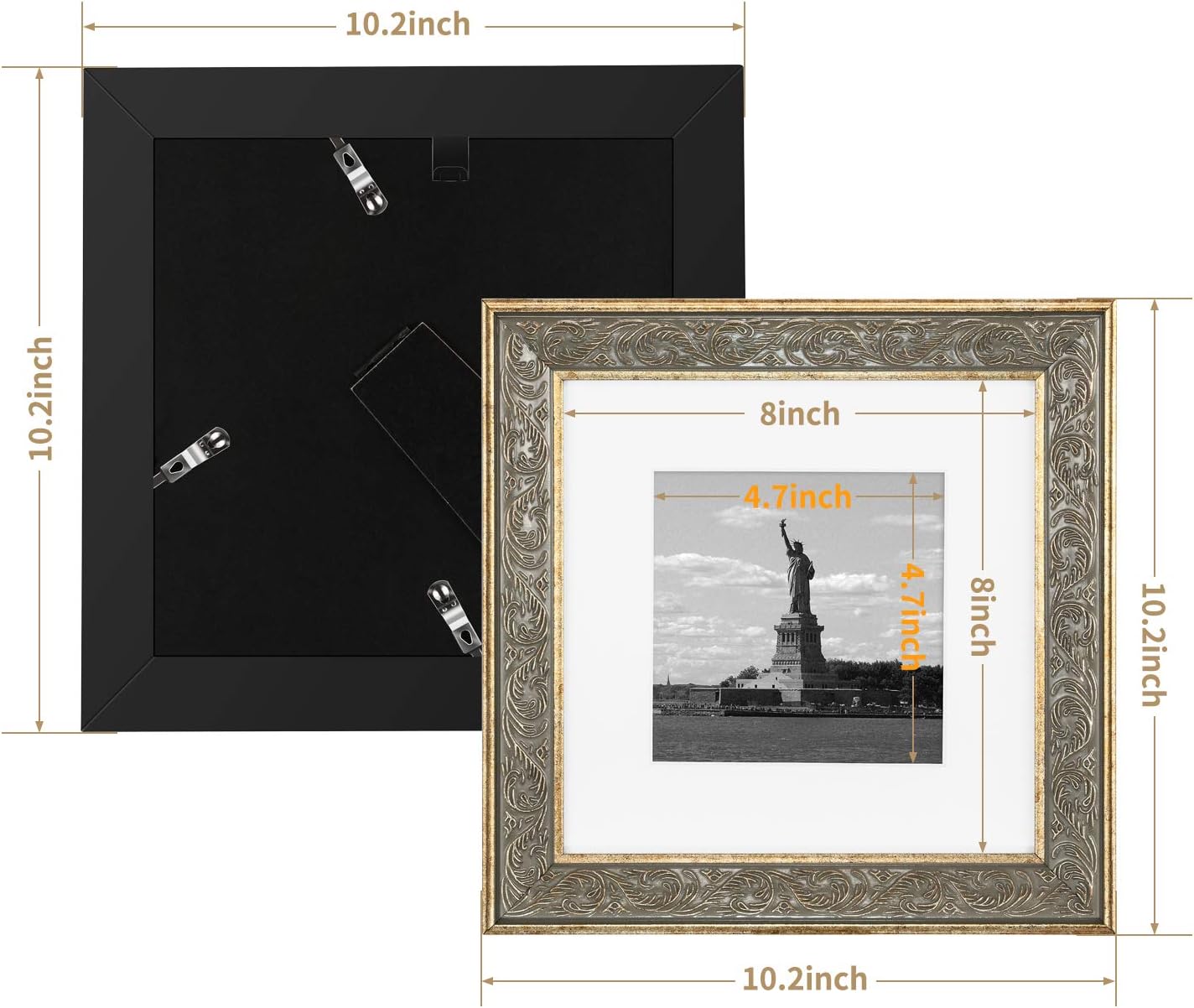 Wall & Tabletop Frames Home ONE WALL Tempered Glass 8x8 Inch Ornate