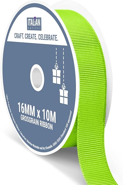 Italian Options 16mm Grosgrain Ribbon Lime 10m Gift Craft Hair Bow