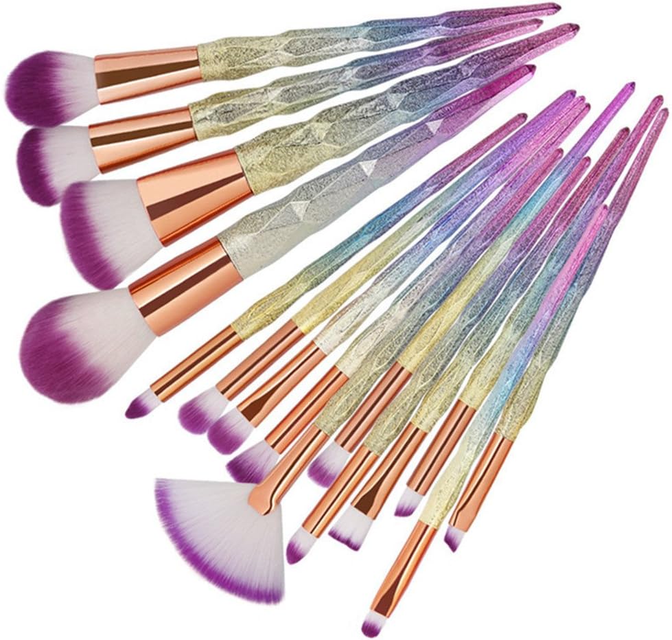 15PCS Rosegold Makeup Brush Set Foundation Blusher Powder Brush Tools Flat Eyeliner Eyebrow Makeup Brush Kit