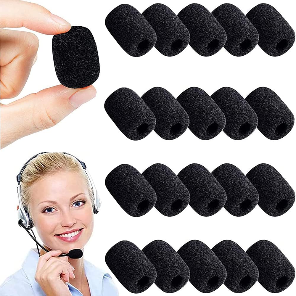 Aieraczy 40 Black Mini Microphone Covers, Foam Mic Cover, Windshields, Small Soft Windproof Washable Microphone Wind Muff for KTV Stage Performance Outdoor Activities, Meeting, Studio