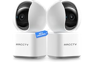 ARCCTV Cameras for Home Security 2pcs with WiFi 6&5GHz/2.4GHz, Motion Tracking Never Miss a Moment, 2-Way Audio, Night Vision, Compatible with Alexa Upgrades Your Idoor Security