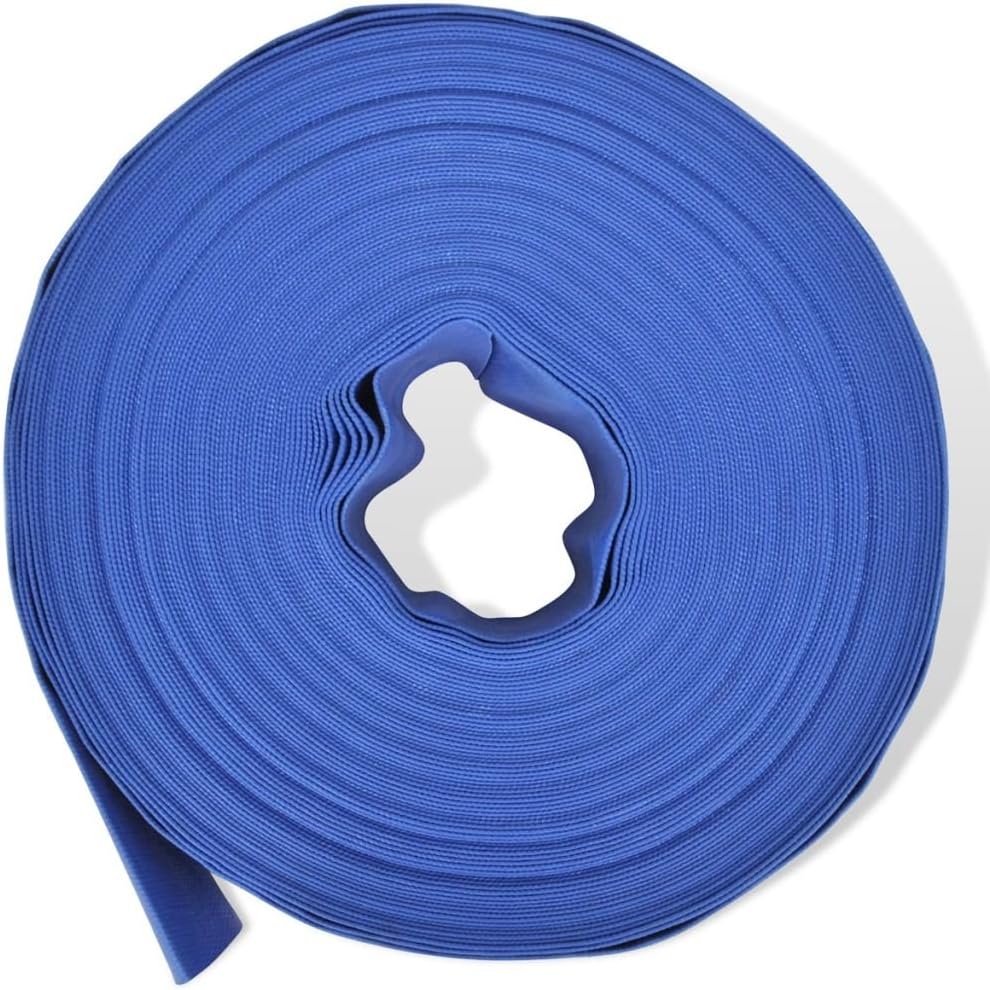 Fesjoy Flat Hose Flat Water Pipe PVC Lay Delivery Hose Lay Flat Discharge Hose Pipe Pump Irrigation 50mm x 50 Metres Long for Cleaning Garden Irrigation Drainage Car Washing