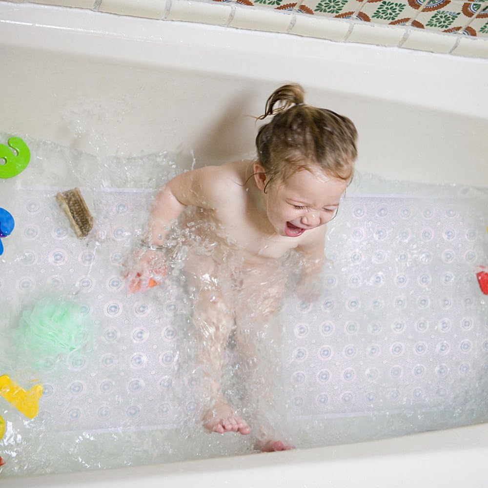 YINENN Bath Tub Shower Mat 40x16 Inch Non-Slip and Latex Free,Bathtub Mat with Suction Cups, Machine Washable Bathroom Mats with Drain Holes (Clear): Health & Personal Care