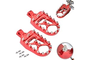 Sresk Offroad CNC Wide Fat Foot Pegs for Harley Dyna Sportster FLFB FLSTF Iron 883 Softail Street Glide, 360 Degree Rotating MX Chopper Bobber Style Motorcycle Footpegs Accessories (Red)
