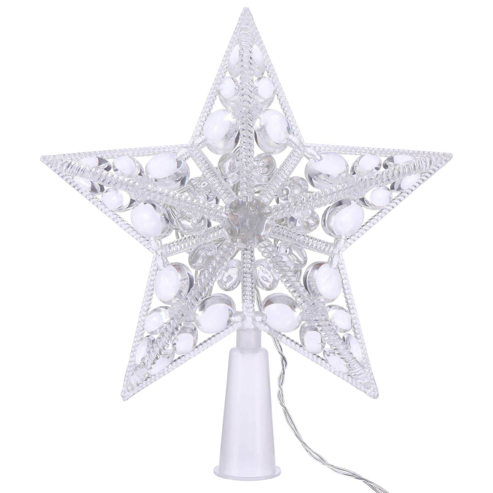 Uonlytech Christmas Tree Topper Crystal Star Tree Topper Rhinestone Christmas Star Light up Tree Stars Table Decoration Ornament Party Prop (Blue Light)