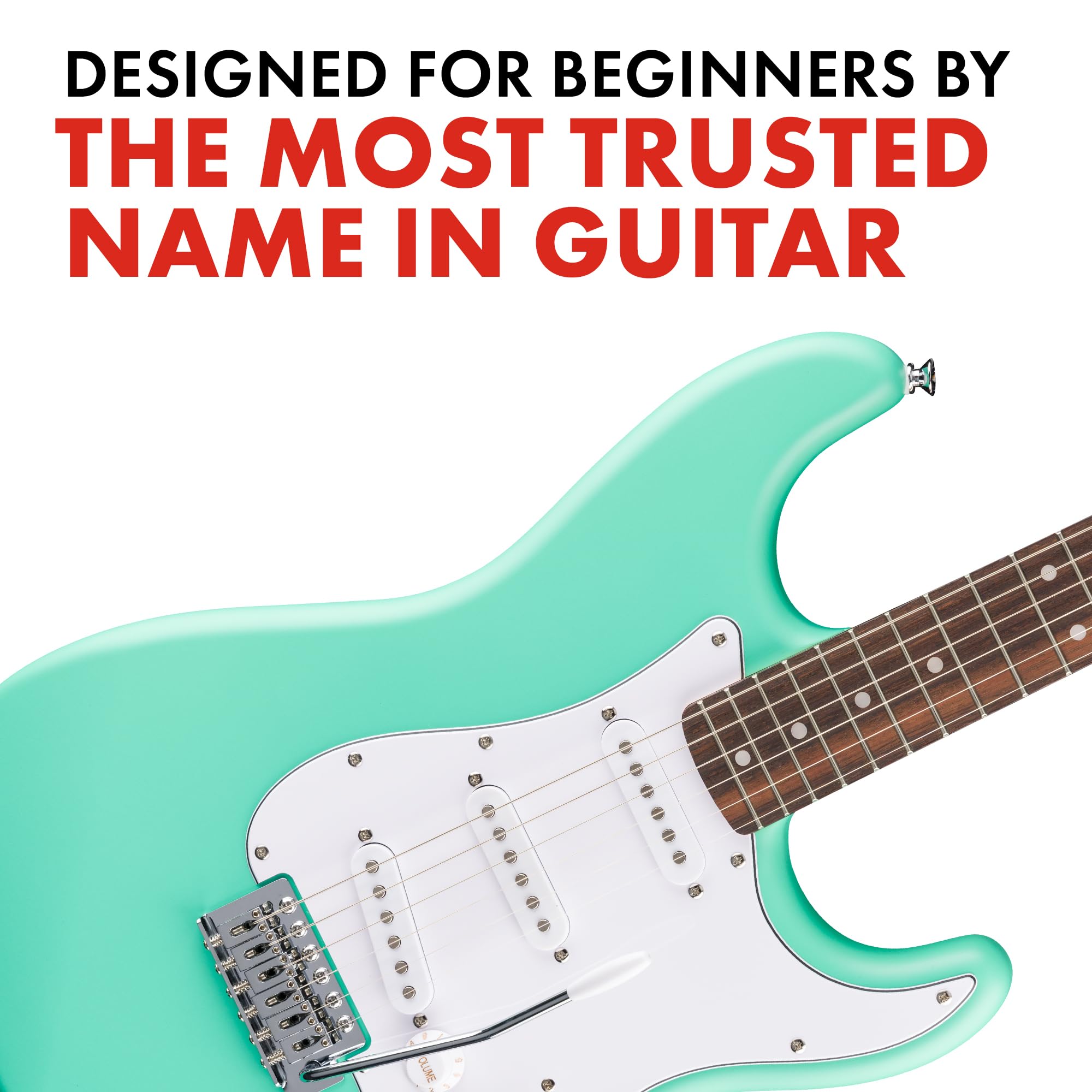 Guitarra eléctrica Fender Squier Debut Series Stratocaster, guitarra para principiantes, garantía de 2 años, incluye lecciones gratuitas, verde espuma de mar con acabado de uretano satinado