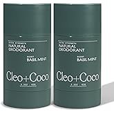 Cleo+Coco Extra Strength Deodorant Balm, Basil Mint (2-Pack, 2.2 oz Each), Aluminum-Free Natural Deodorant with 5X Odor Fighters, Vegan, No Synthetic Fragrance (2 Pack, Basil Mint)