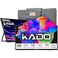 Kado Dual Portable Monitor Setup - 2-Pack 15.6" FHD for Laptop, 1920x1080 IPS HDMI USB Type-C Screen Extender, Built-in Speakers, Stacked Setup for Office Gaming Daytrading
