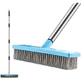 60"/152.5 CM Stainless Steel Deck Scrub Brush with Long Handle - Heavy Duty Floor Scrubber for Concrete, Grout, Garage, Patio