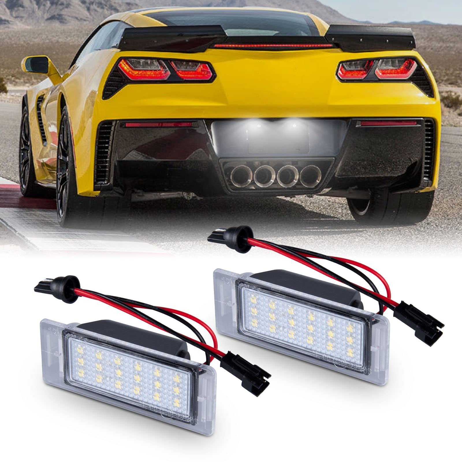 Photo 1 of Gempro LED License Plate Light Rear Bumper Tag Lamps Assembly for Corvette Equinox Impala Volt C-adillac Buick, 6000K White 2PCS