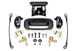 GELESSY Tailgate Hardware Rebuild Kit Compatible with Chevy Silverado GMC Sierra 1500 2500 3500 1999-2006 Tailgate Handle Latch and Bezel Trim with Rod Clips 15228539, 15997911, 5921949